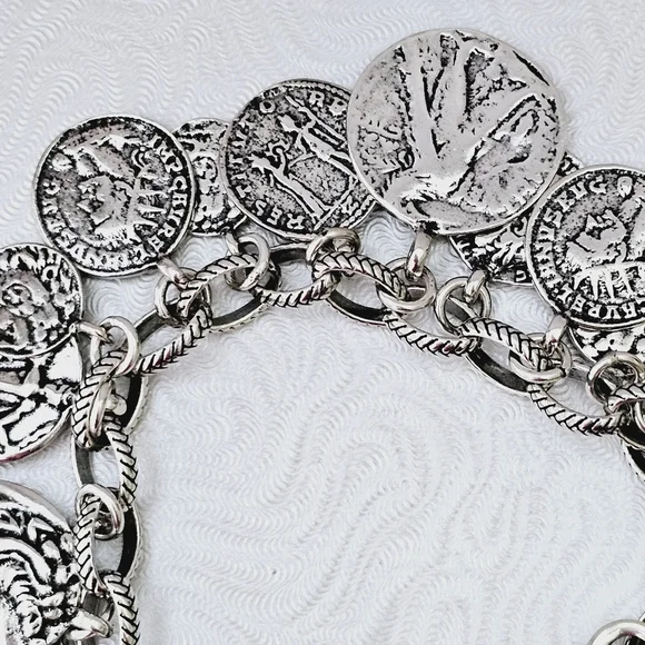 Silpada Sterling Silver Roman Coin Cha Cha Bracelet B1624